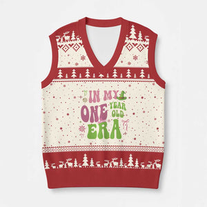 Baby Girl First Birthday Outfit V-Neck Knit Sweater Vest In My One Year Old Era Witch Pink Green TS10 Beige Red Print Your Wear