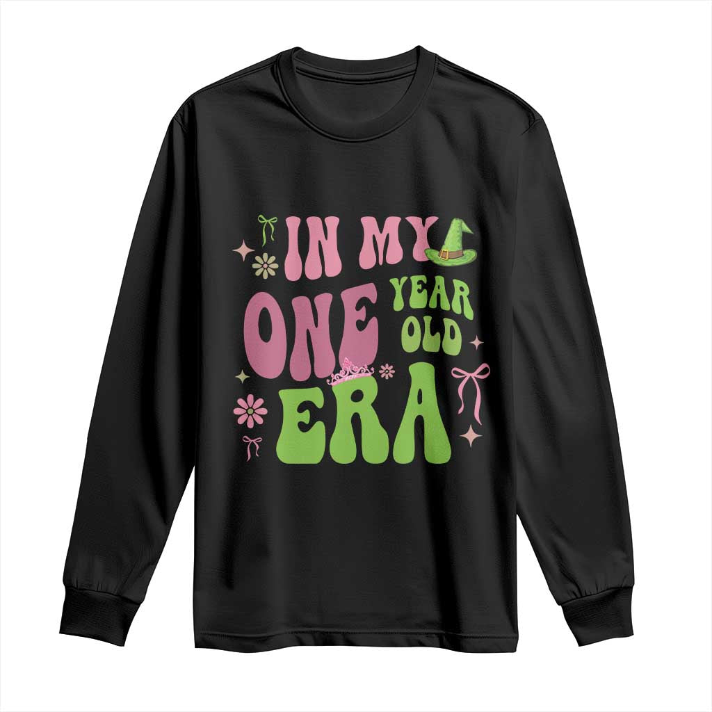 Baby Girl First Birthday Outfit Long Sleeve Shirt In My One Year Old Era Witch Pink Green TS10 Black Print Your Wear