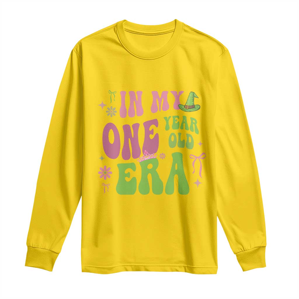Baby Girl First Birthday Outfit Long Sleeve Shirt In My One Year Old Era Witch Pink Green TS10 Daisy Print Your Wear