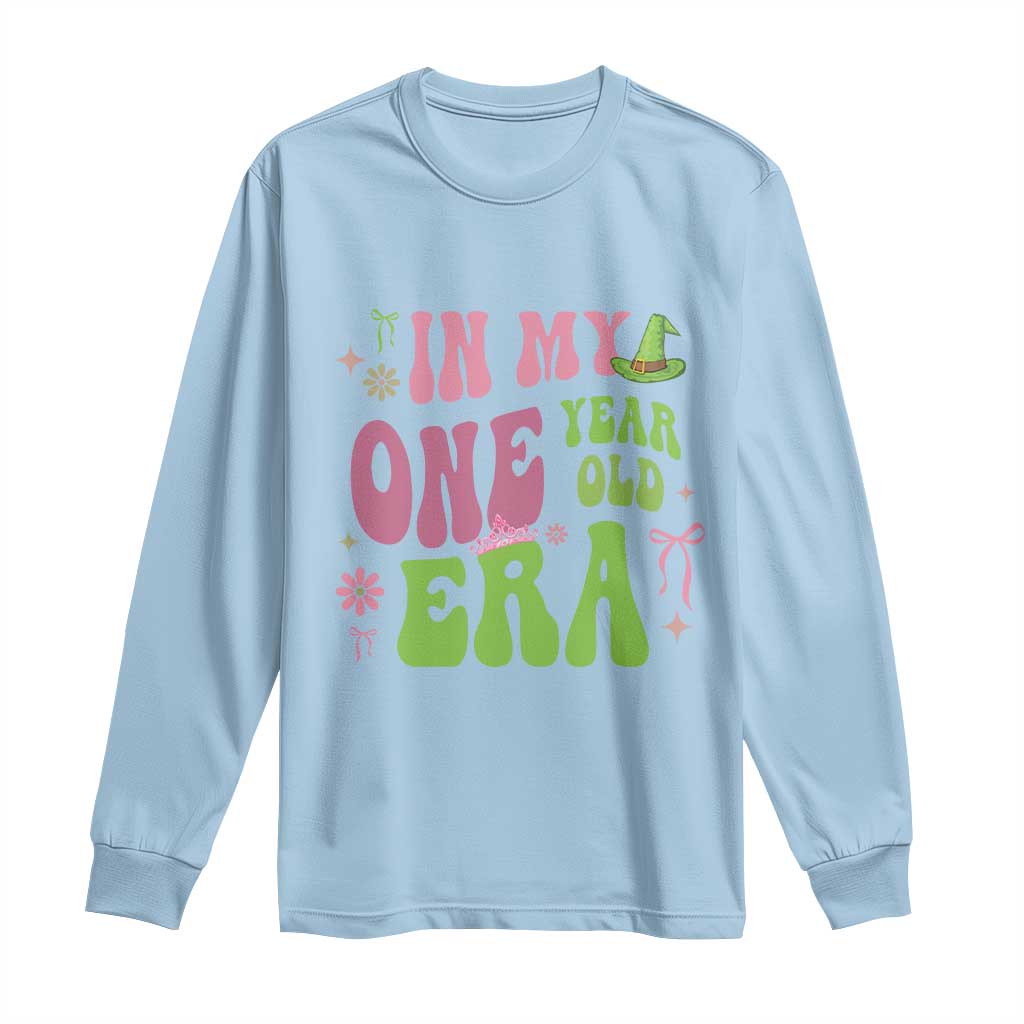 Baby Girl First Birthday Outfit Long Sleeve Shirt In My One Year Old Era Witch Pink Green TS10 Light Blue Print Your Wear