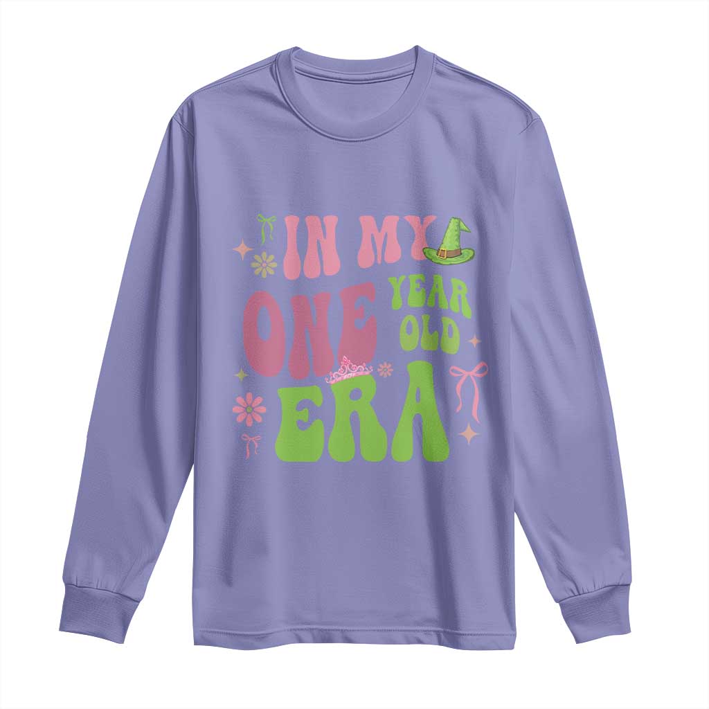 Baby Girl First Birthday Outfit Long Sleeve Shirt In My One Year Old Era Witch Pink Green TS10 Violet Print Your Wear