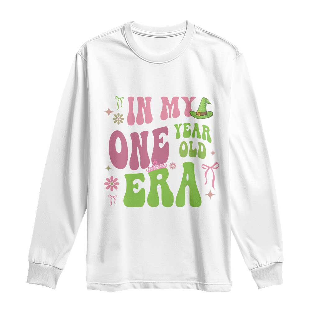 Baby Girl First Birthday Outfit Long Sleeve Shirt In My One Year Old Era Witch Pink Green TS10 White Print Your Wear