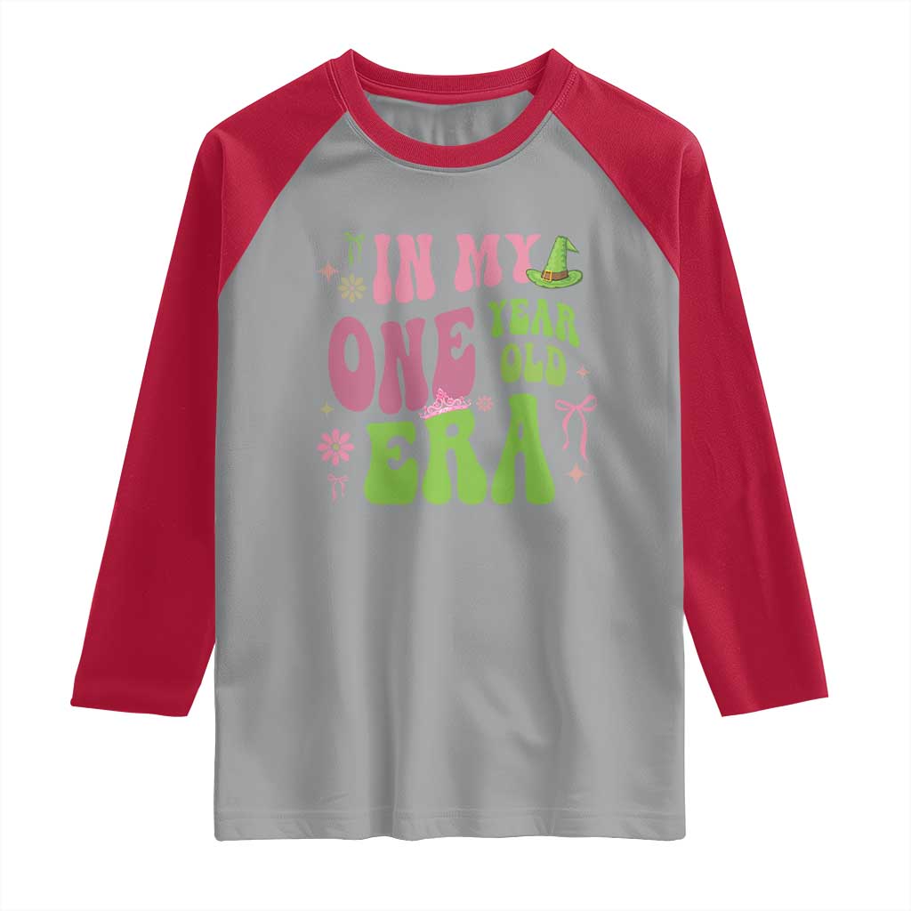 Baby Girl First Birthday Outfit Raglan Shirt In My One Year Old Era Witch Pink Green TS10 Sport Gray Red Print Your Wear