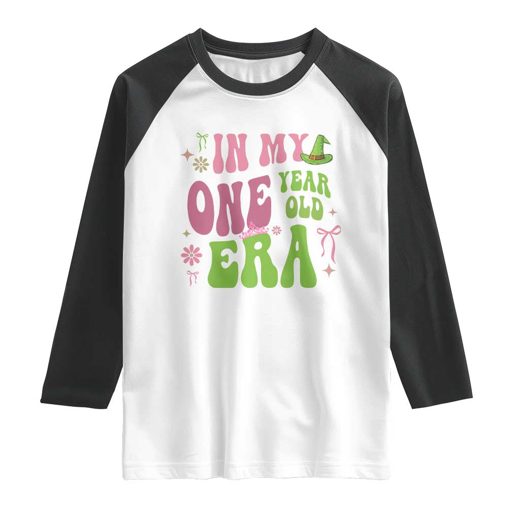 Baby Girl First Birthday Outfit Raglan Shirt In My One Year Old Era Witch Pink Green TS10 White Black Print Your Wear