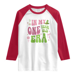 Baby Girl First Birthday Outfit Raglan Shirt In My One Year Old Era Witch Pink Green TS10 White Red Print Your Wear