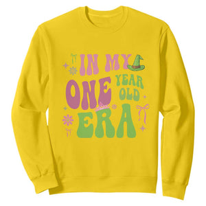 Baby Girl First Birthday Outfit Sweatshirt In My One Year Old Era Witch Pink Green TS10 Daisy Print Your Wear