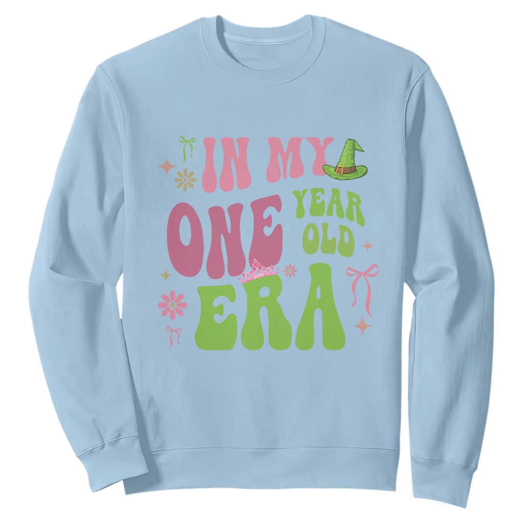 Baby Girl First Birthday Outfit Sweatshirt In My One Year Old Era Witch Pink Green TS10 Light Blue Print Your Wear