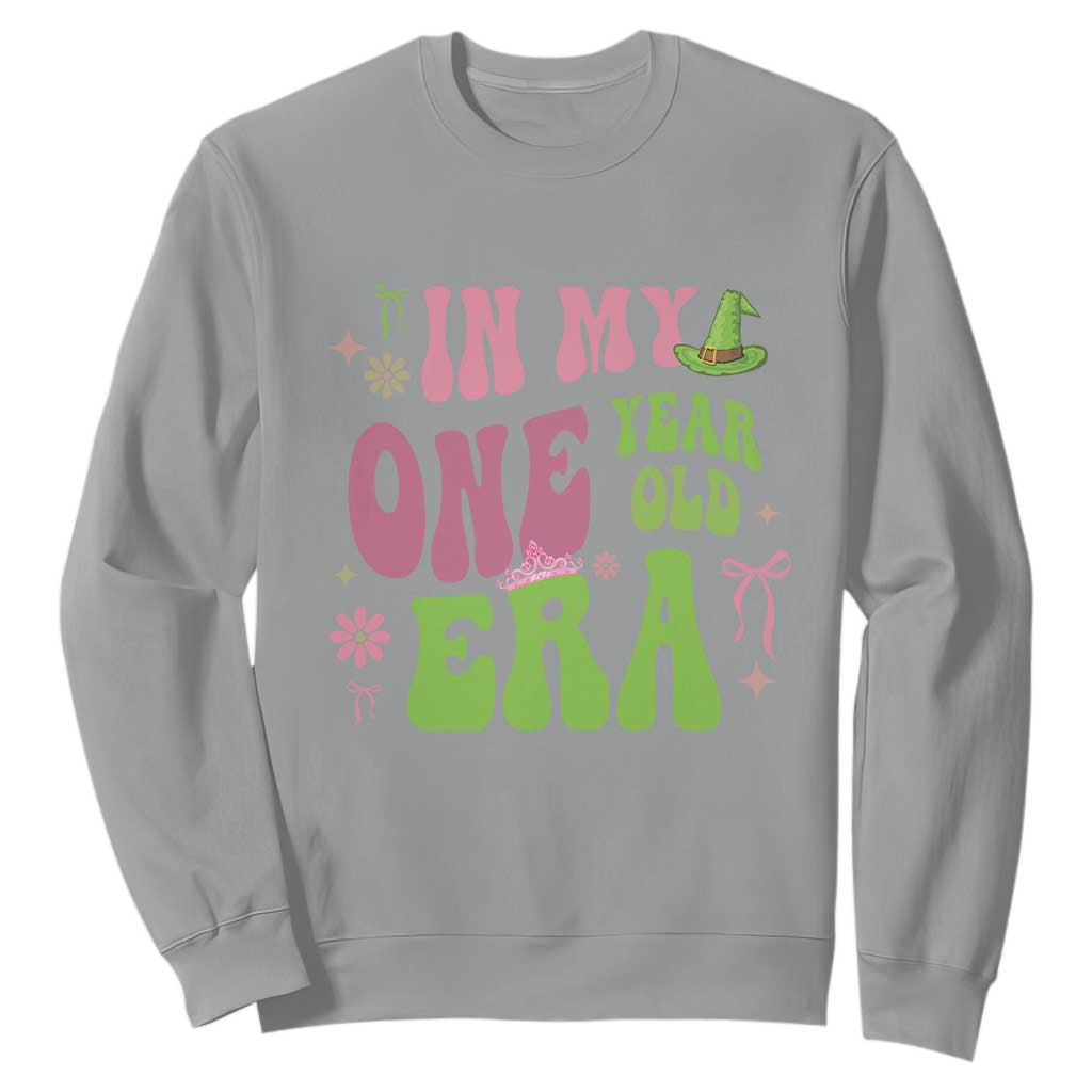 Baby Girl First Birthday Outfit Sweatshirt In My One Year Old Era Witch Pink Green TS10 Sport Gray Print Your Wear