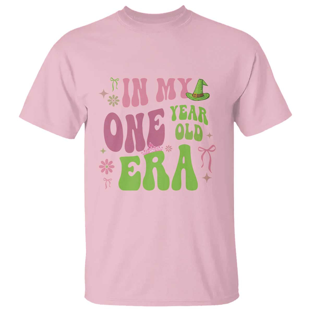 Baby Girl First Birthday Outfit T Shirt In My One Year Old Era Witch Pink Green TS10 Light Pink Print Your Wear