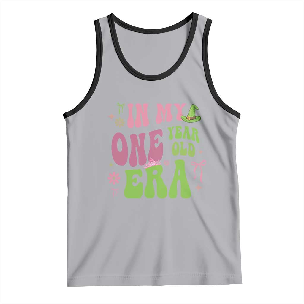 Baby Girl First Birthday Outfit Tank Top In My One Year Old Era Witch Pink Green TS10 Athletic Heather Black Print Your Wear