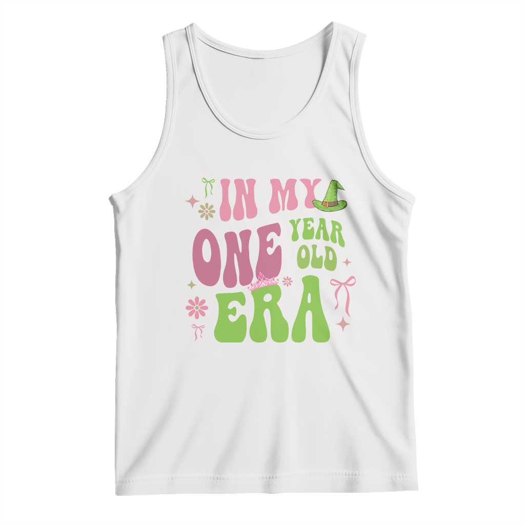 Baby Girl First Birthday Outfit Tank Top In My One Year Old Era Witch Pink Green TS10 White Print Your Wear