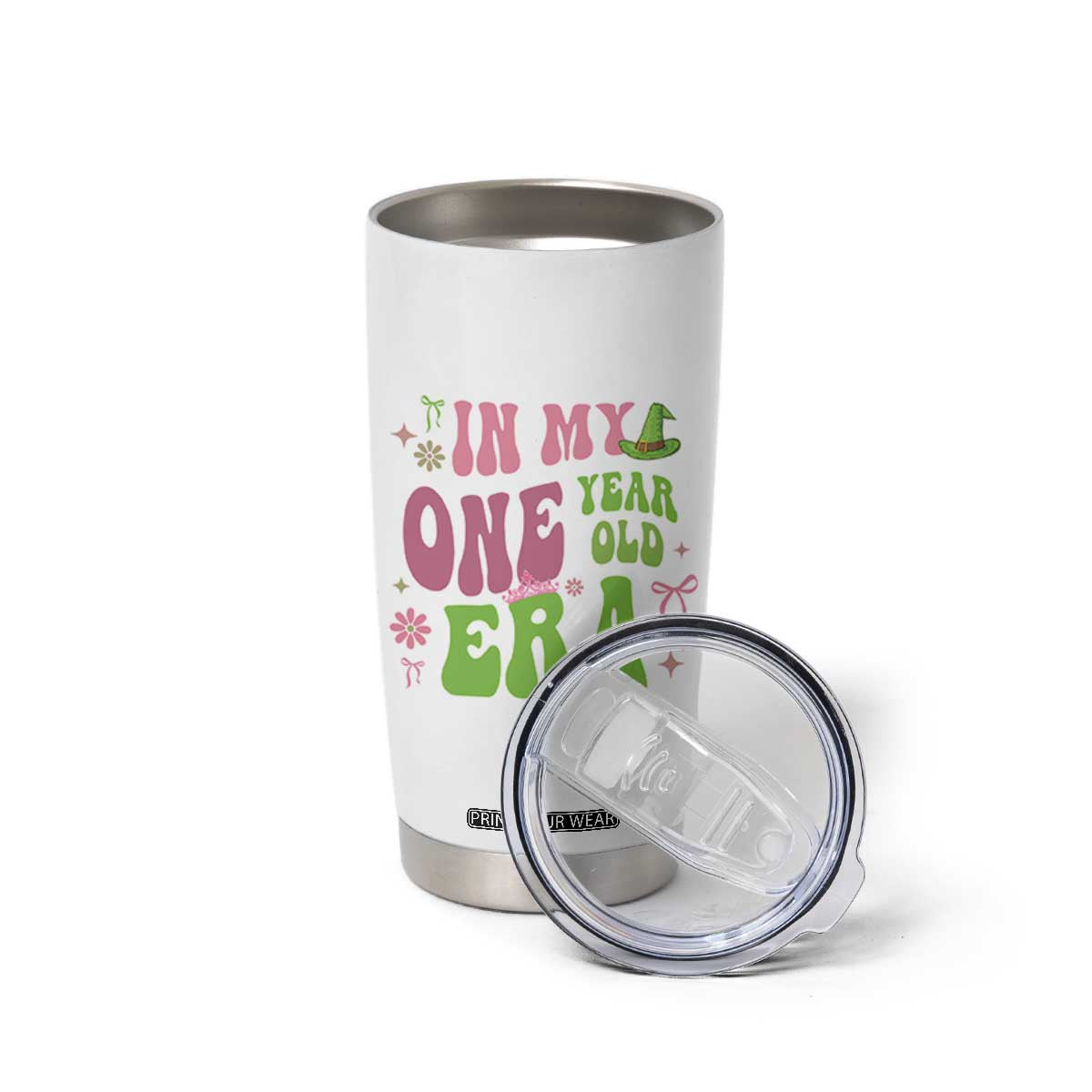 Baby Girl First Birthday Outfit Tumbler Cup In My One Year Old Era Witch Pink Green TS10 Print Your Wear