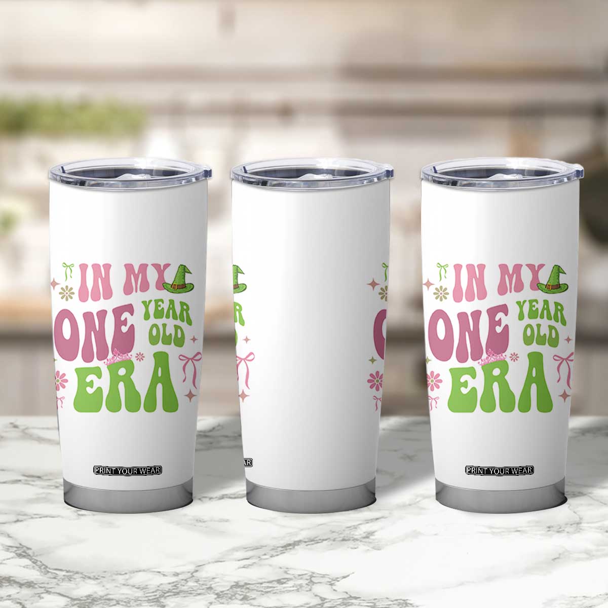 Baby Girl First Birthday Outfit Tumbler Cup In My One Year Old Era Witch Pink Green TS10 Print Your Wear