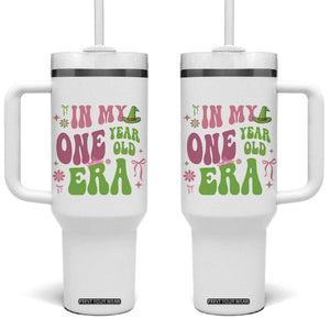 Baby Girl First Birthday Outfit Tumbler With Handle In My One Year Old Era Witch Pink Green TS10 One Size: 40 oz White Print Your Wear