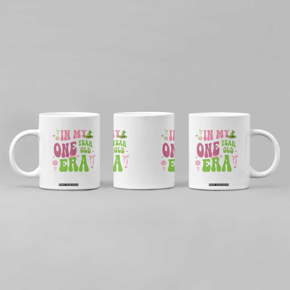 Baby Girl First Birthday Outfit Coffee Mug In My One Year Old Era Witch Pink Green TS10 Print Your Wear