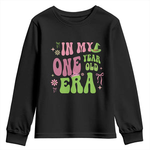 Baby Girl First Birthday Outfit Youth Sweatshirt In My One Year Old Era Witch Pink Green TS10 Black Print Your Wear