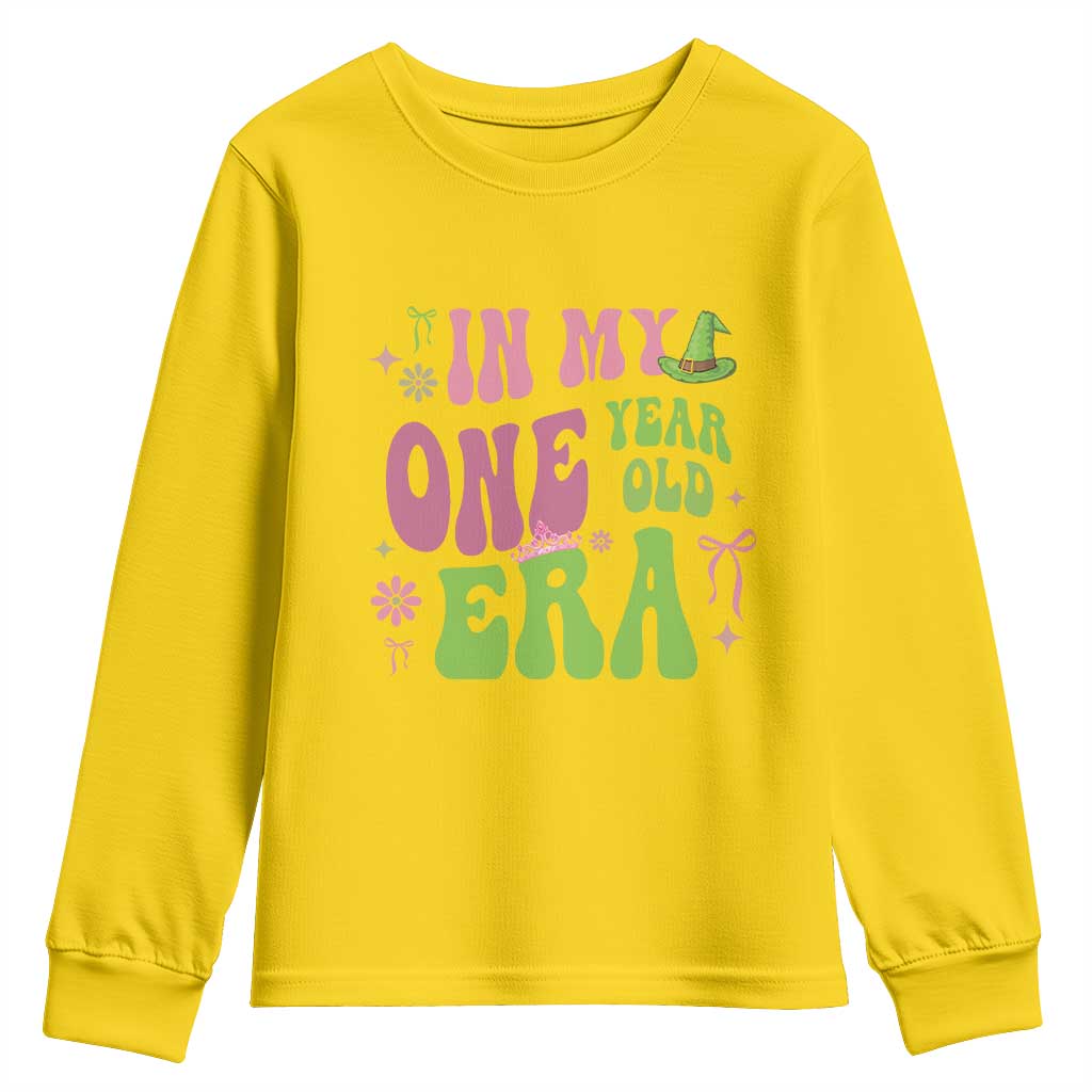 Baby Girl First Birthday Outfit Youth Sweatshirt In My One Year Old Era Witch Pink Green TS10 Daisy Print Your Wear
