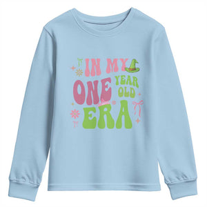 Baby Girl First Birthday Outfit Youth Sweatshirt In My One Year Old Era Witch Pink Green TS10 Light Blue Print Your Wear