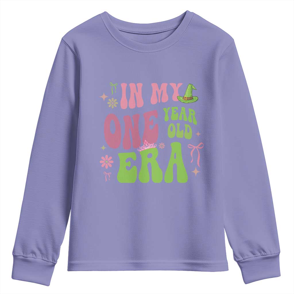 Baby Girl First Birthday Outfit Youth Sweatshirt In My One Year Old Era Witch Pink Green TS10 Violet Print Your Wear