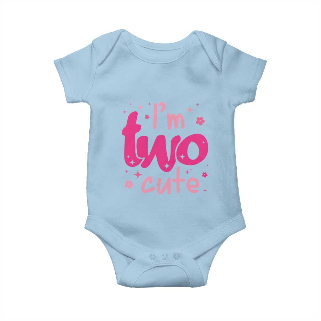 Two Birthday Girl Baby Onesie Pink 2nd Bday Im Two Cute TS10 Light Blue Print Your Wear