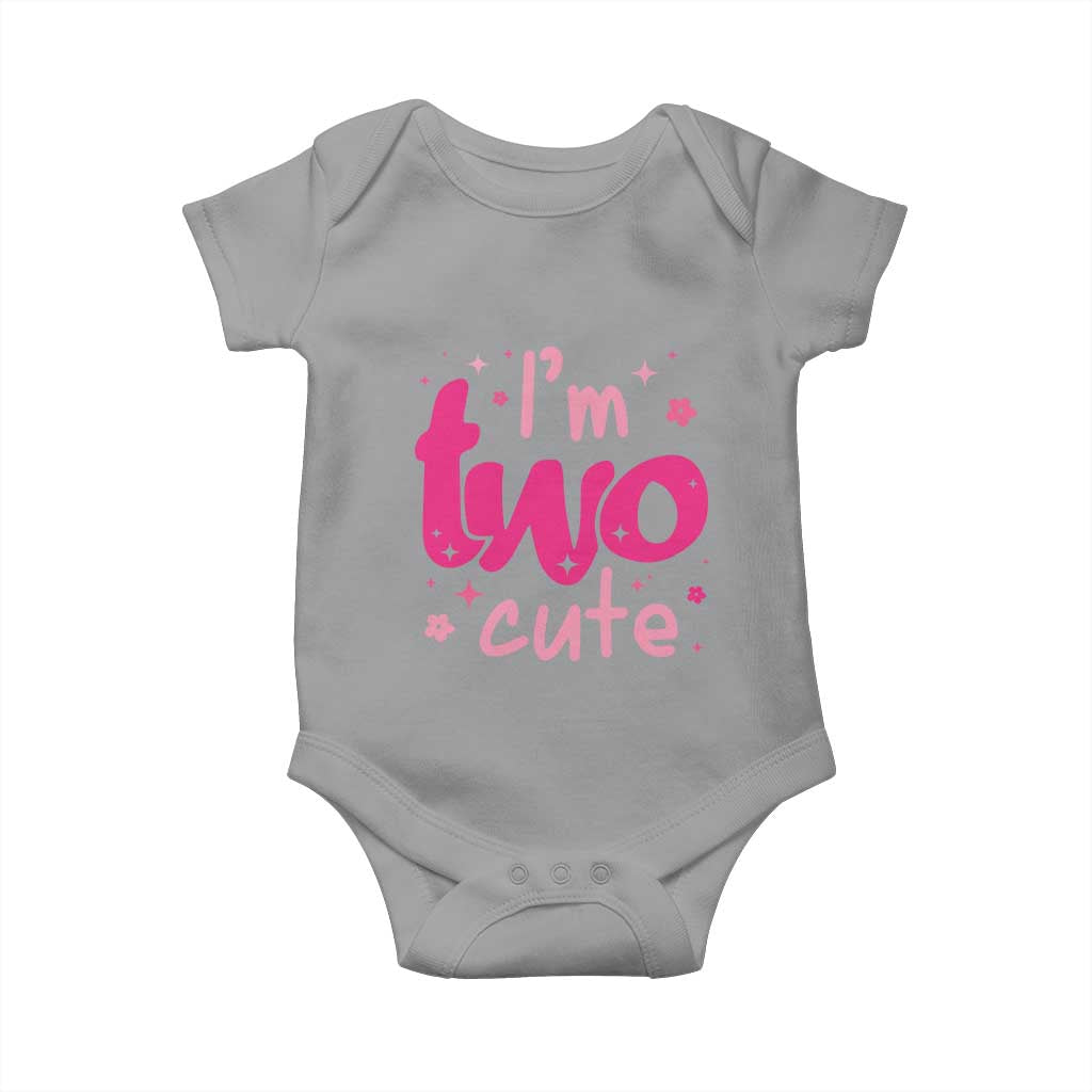 Two Birthday Girl Baby Onesie Pink 2nd Bday Im Two Cute TS10 Sport Gray Print Your Wear