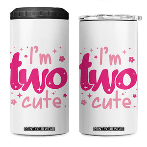 Two Birthday Girl 4 in 1 Can Cooler Tumbler Pink 2nd Bday Im Two Cute TS10 One Size: 16 oz White Print Your Wear