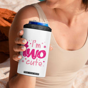 Two Birthday Girl 4 in 1 Can Cooler Tumbler Pink 2nd Bday Im Two Cute TS10 Print Your Wear