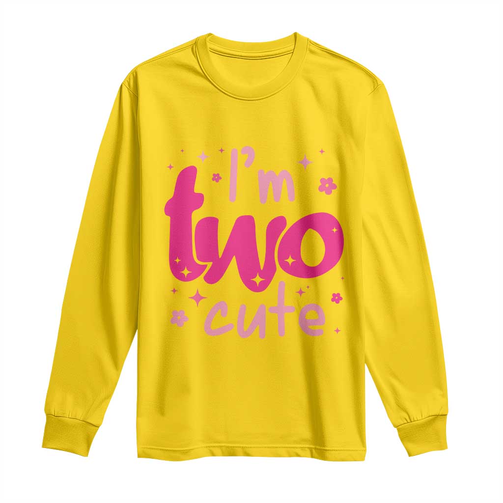 Two Birthday Girl Long Sleeve Shirt Pink 2nd Bday Im Two Cute TS10 Daisy Print Your Wear
