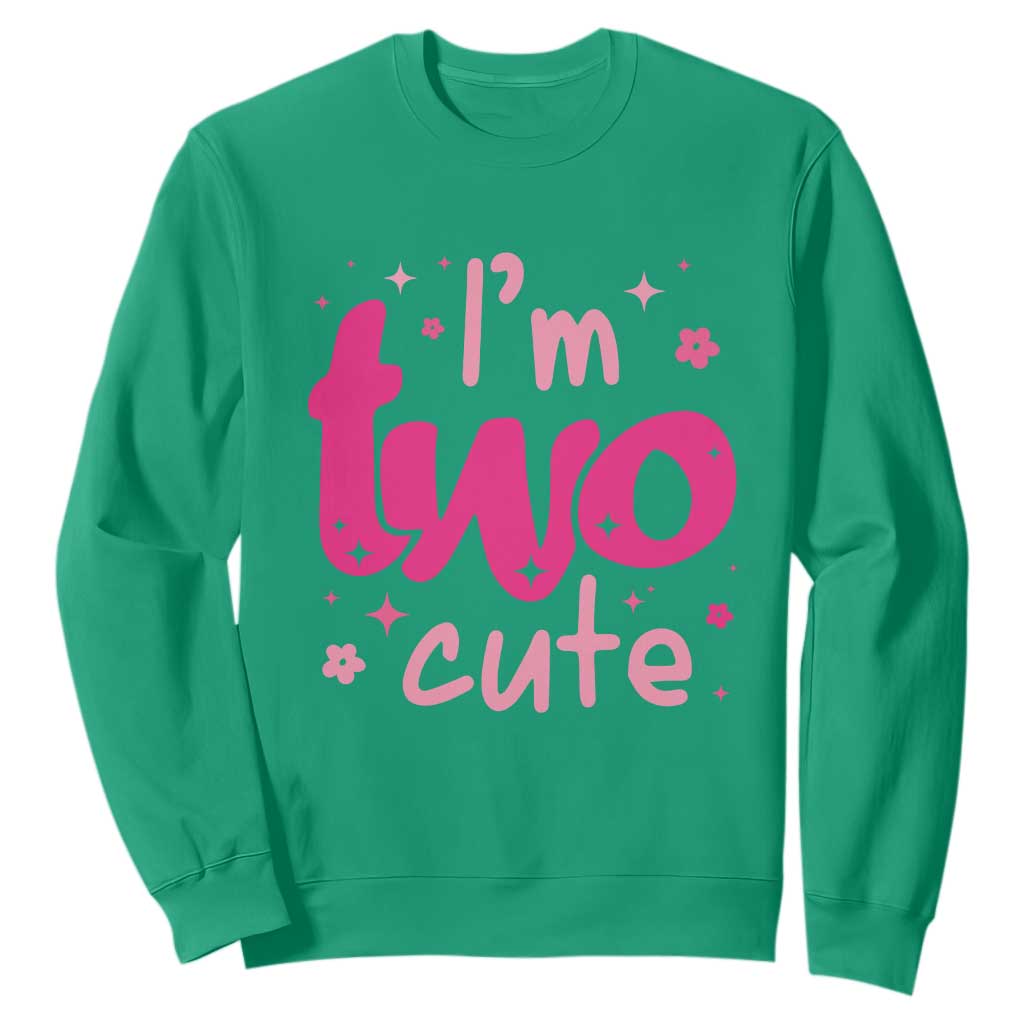 Two Birthday Girl Sweatshirt Pink 2nd Bday Im Two Cute TS10 Irish Green Print Your Wear