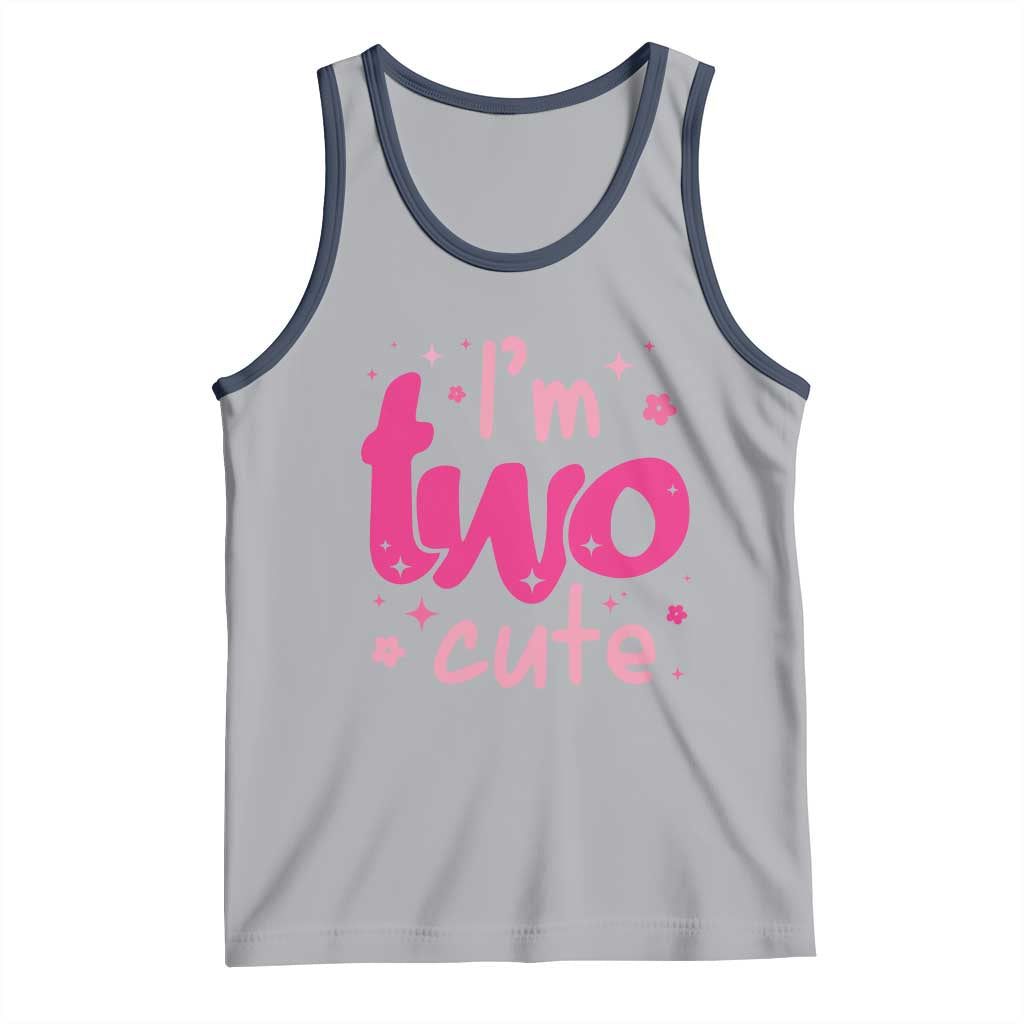Two Birthday Girl Tank Top Pink 2nd Bday Im Two Cute TS10 Athletic Heather Navy Print Your Wear