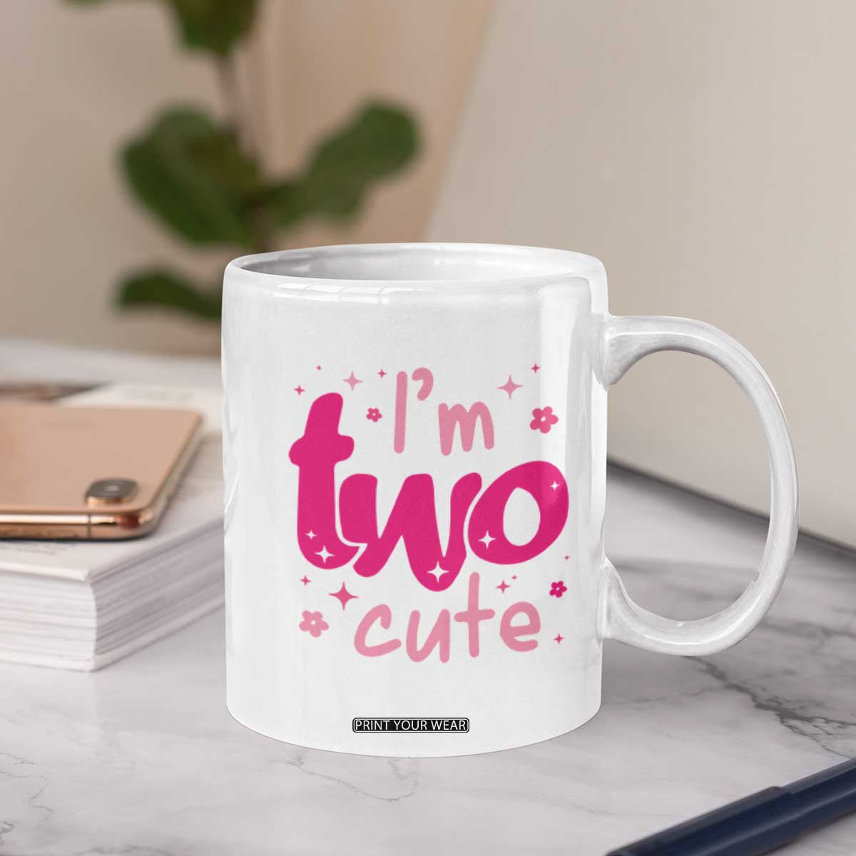 Two Birthday Girl Coffee Mug Pink 2nd Bday Im Two Cute TS10 Print Your Wear