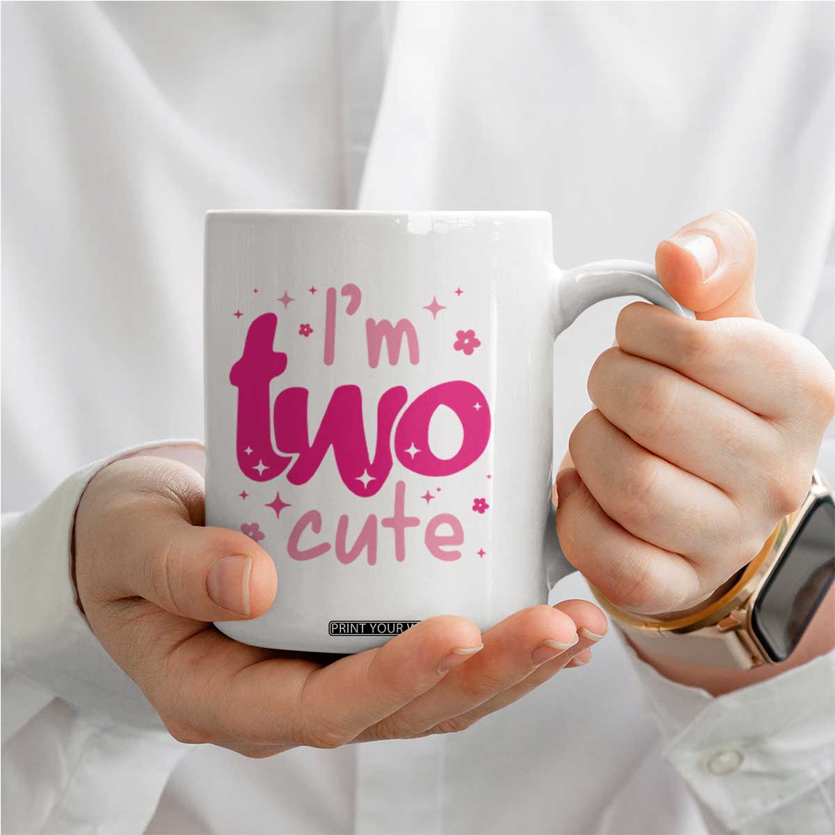 Two Birthday Girl Coffee Mug Pink 2nd Bday Im Two Cute TS10 Print Your Wear