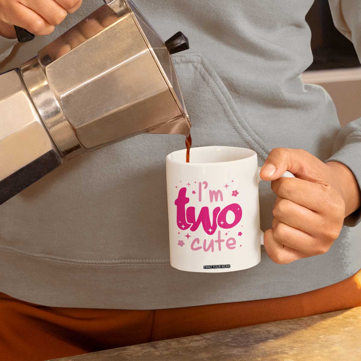 Two Birthday Girl Coffee Mug Pink 2nd Bday Im Two Cute TS10 Print Your Wear