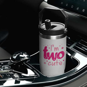 Two Birthday Girl Flip Straw Tumbler Pink 2nd Bday Im Two Cute TS10 Print Your Wear