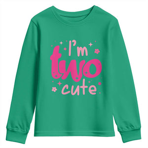 Two Birthday Girl Youth Sweatshirt Pink 2nd Bday Im Two Cute TS10 Irish Green Print Your Wear