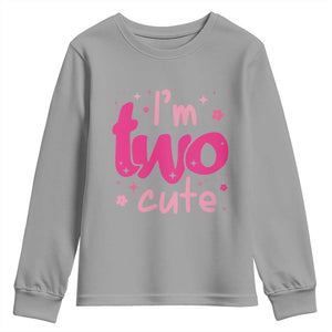 Two Birthday Girl Youth Sweatshirt Pink 2nd Bday Im Two Cute TS10 Sport Gray Print Your Wear