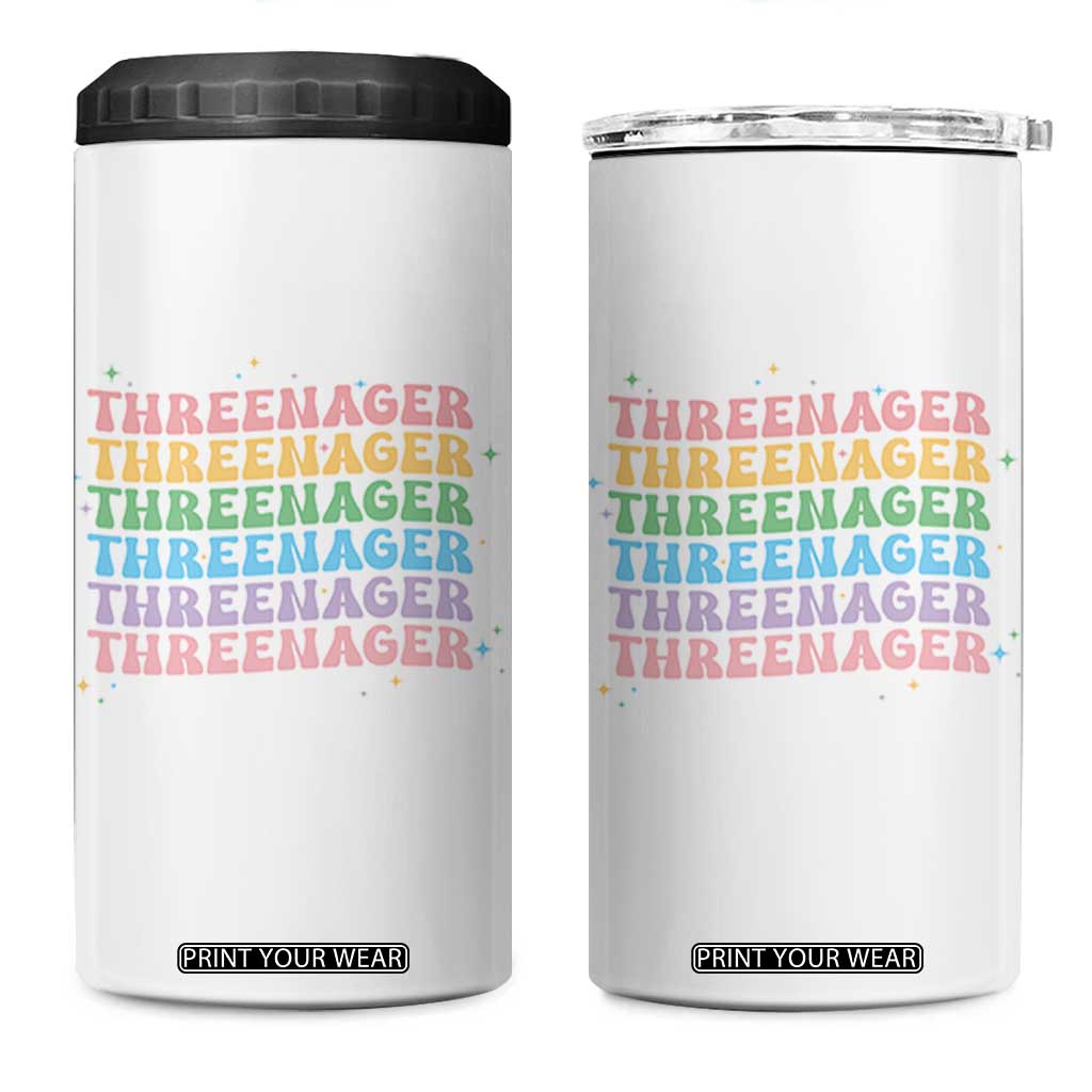 3rd Birthday 4 in 1 Can Cooler Tumbler Toddler Threenager 3 Years Old Birthday Outfit TS10 One Size: 16 oz White Print Your Wear