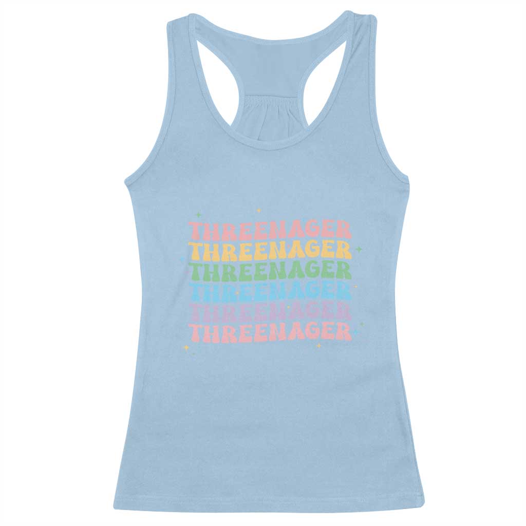 3rd Birthday Racerback Tank Top Toddler Threenager 3 Years Old Birthday Outfit TS10 Light Blue Print Your Wear