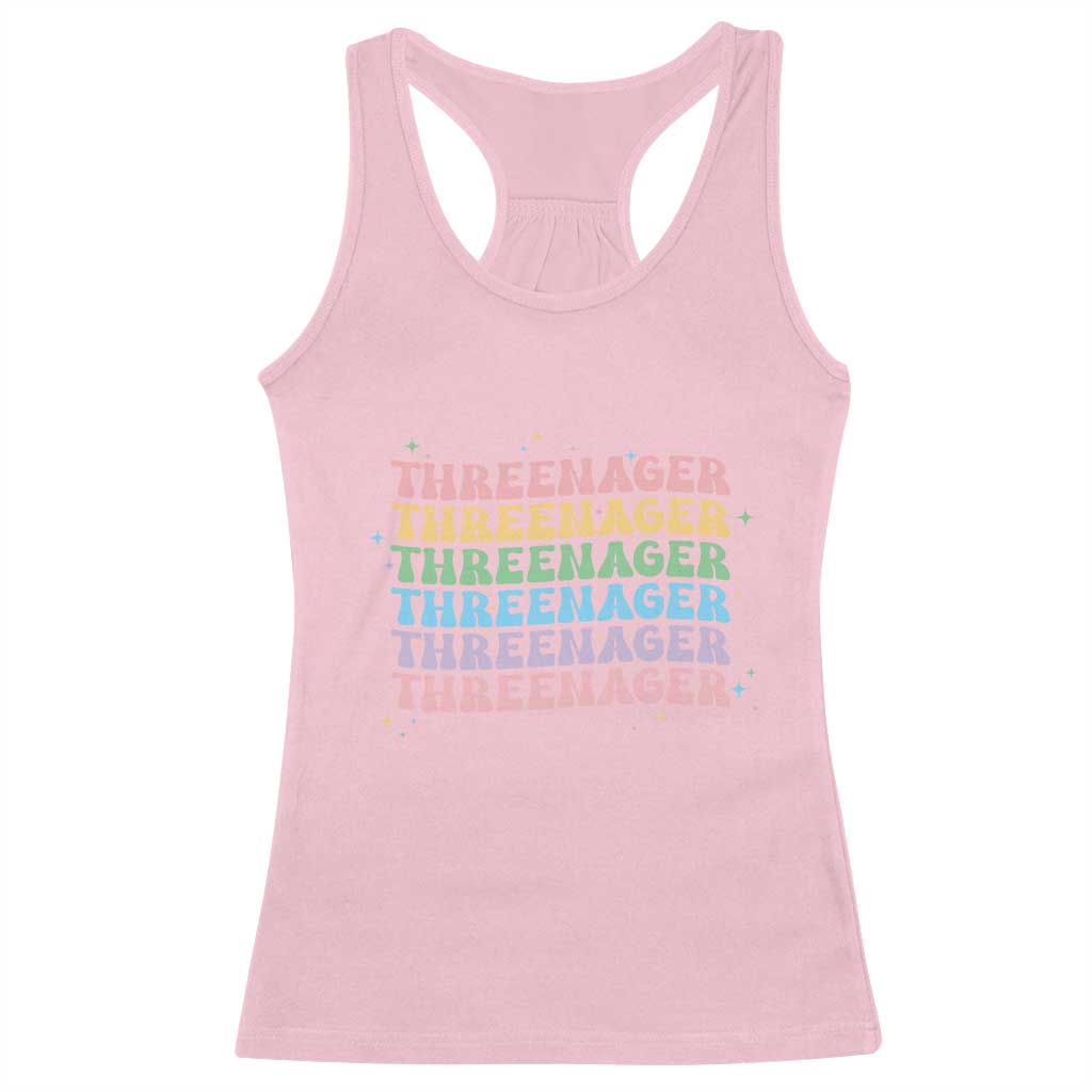 3rd Birthday Racerback Tank Top Toddler Threenager 3 Years Old Birthday Outfit TS10 Light Pink Print Your Wear