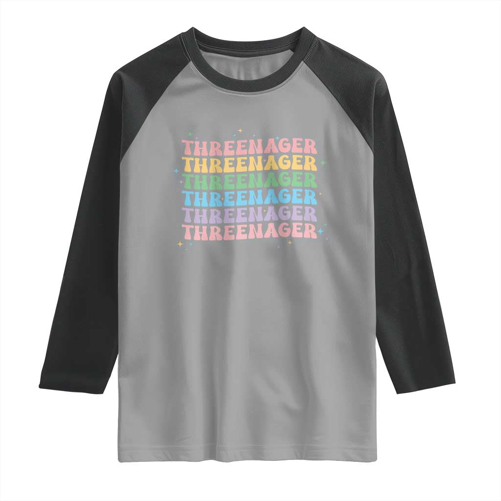 3rd Birthday Raglan Shirt Toddler Threenager 3 Years Old Birthday Outfit TS10 Sport Gray Black Print Your Wear