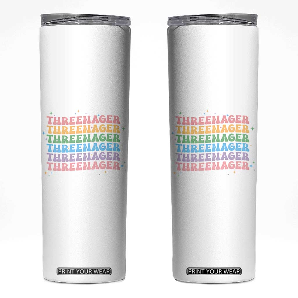3rd Birthday Skinny Tumbler Toddler Threenager 3 Years Old Birthday Outfit TS10 White Print Your Wear