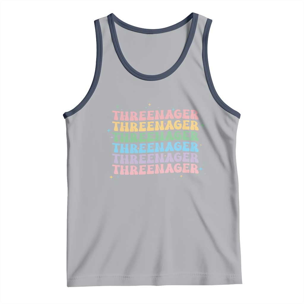 3rd Birthday Tank Top Toddler Threenager 3 Years Old Birthday Outfit TS10 Athletic Heather Navy Print Your Wear
