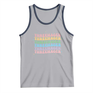 3rd Birthday Tank Top Toddler Threenager 3 Years Old Birthday Outfit TS10 Athletic Heather Navy Print Your Wear