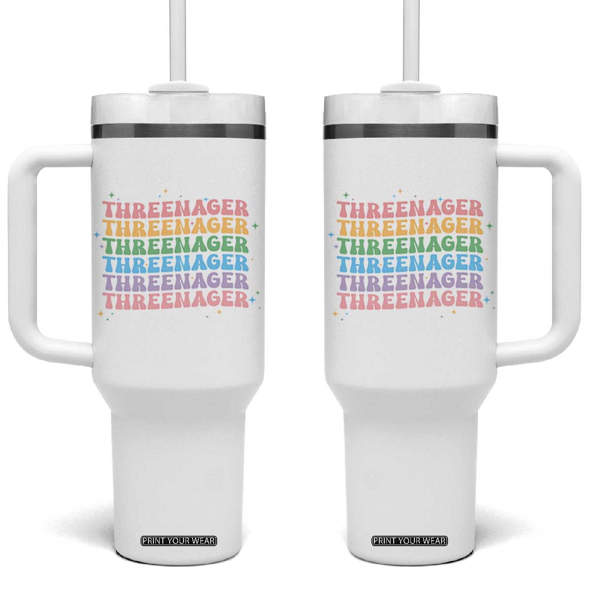 3rd Birthday Tumbler With Handle Toddler Threenager 3 Years Old Birthday Outfit TS10 One Size: 40 oz White Print Your Wear