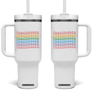 3rd Birthday Tumbler With Handle Toddler Threenager 3 Years Old Birthday Outfit TS10 One Size: 40 oz White Print Your Wear