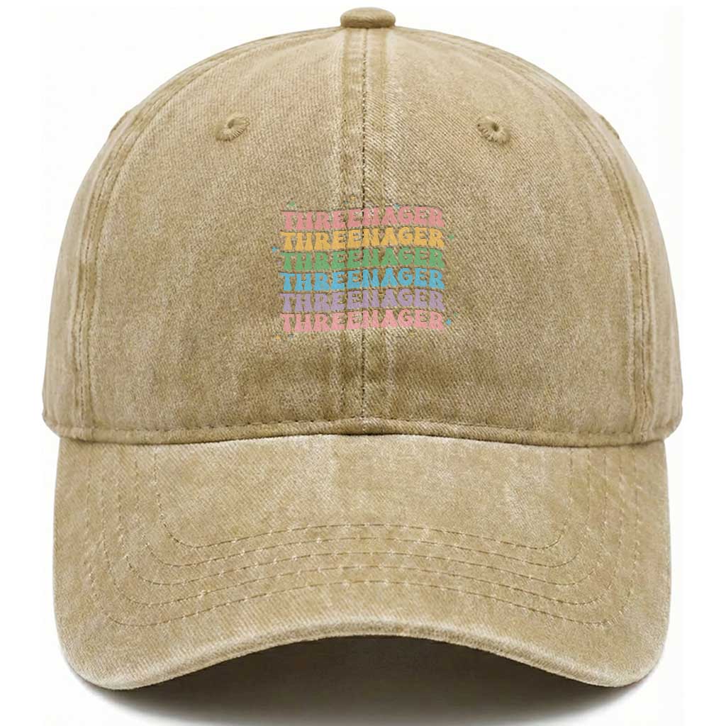 3rd Birthday Washed Cotton Baseball Cap Toddler Threenager 3 Years Old Birthday Outfit