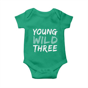 Toddler 3rd Birthday Baby Onesie Young Wild And Three TS10 Irish Green Print Your Wear