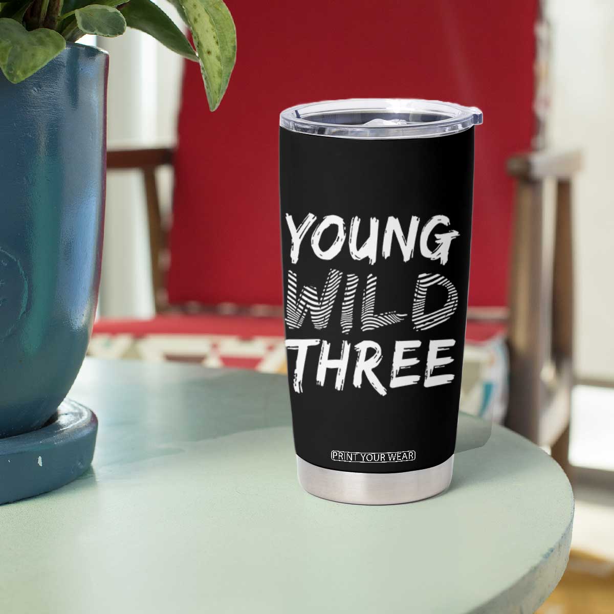 Toddler 3rd Birthday Tumbler Cup Young Wild And Three TS10 Print Your Wear