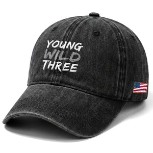 Toddler 3rd Birthday Washed Cotton Baseball Cap Young Wild And Three