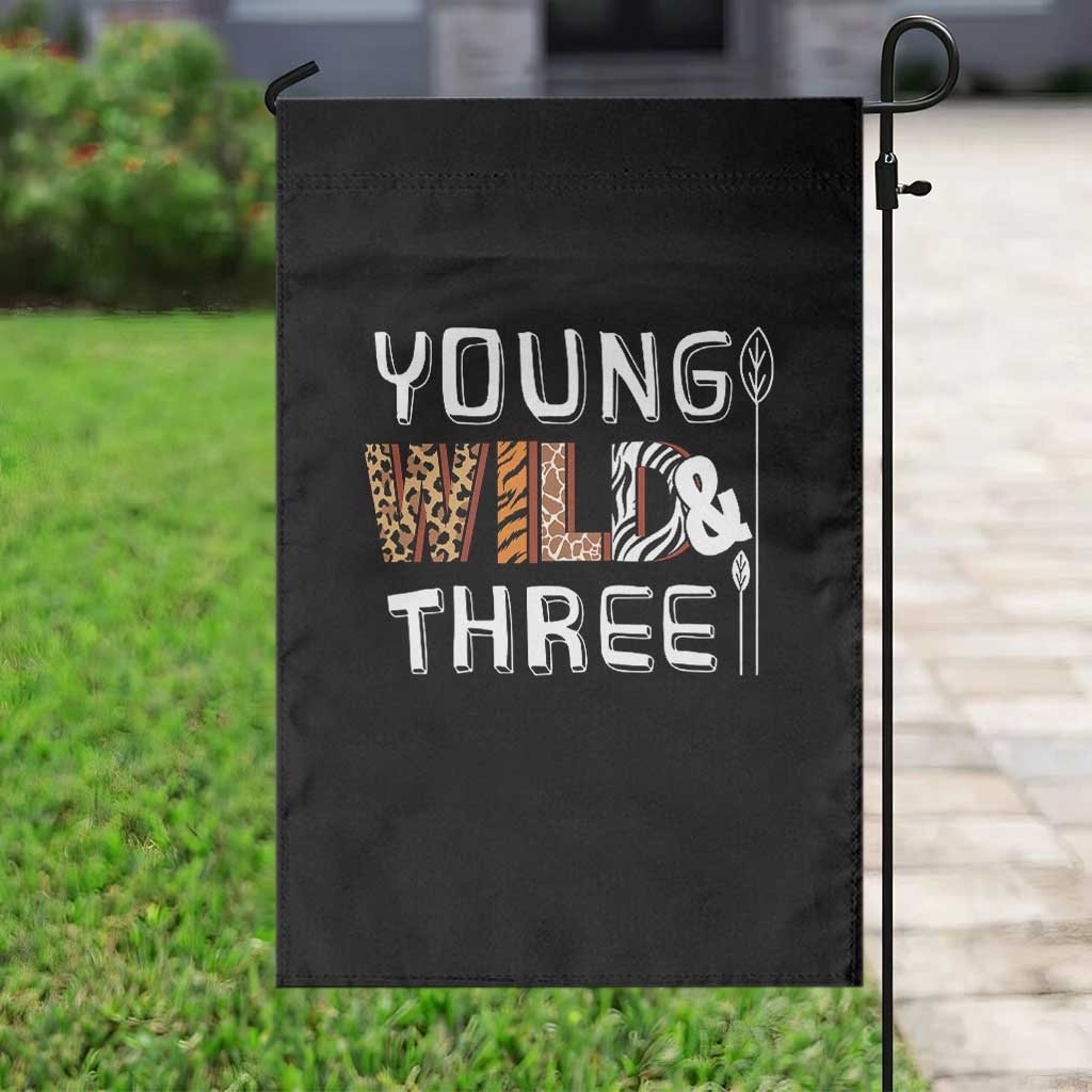 3rd Birthday Garden Flag Young Wild And Three Safari Zoo Party TS10 Print Your Wear